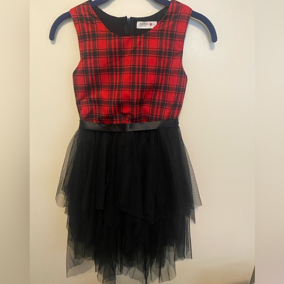 Girls Red & Black Plaid Formal Party Holiday Checkered Asymmetrical
Tutu Dress - Picture 3 of 5